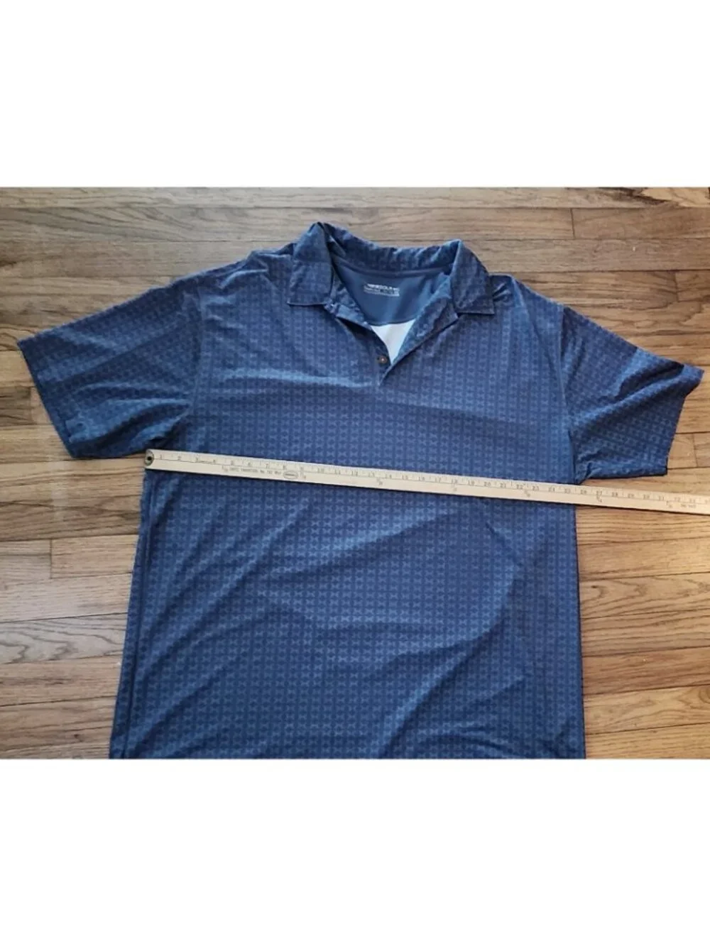 Vintage Y2K Nike Golf Polo Shirt Blue Grey Geometric Pattern Swoosh Sleeve XXL